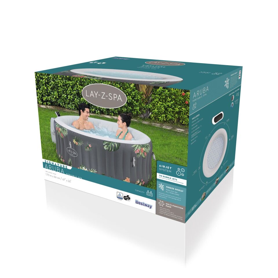Lay-Z-Spa 60061 Aruba Signature AirJet Şişme Spa Havuzu, 2-3 kişilik