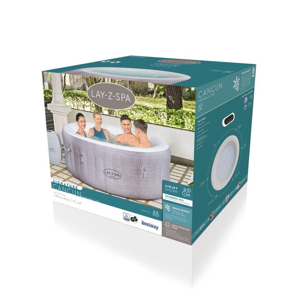 Lay-Z-Spa 60003 Cancun Signature AirJet Şişme Spa Havuzu, 2-4 kişilik