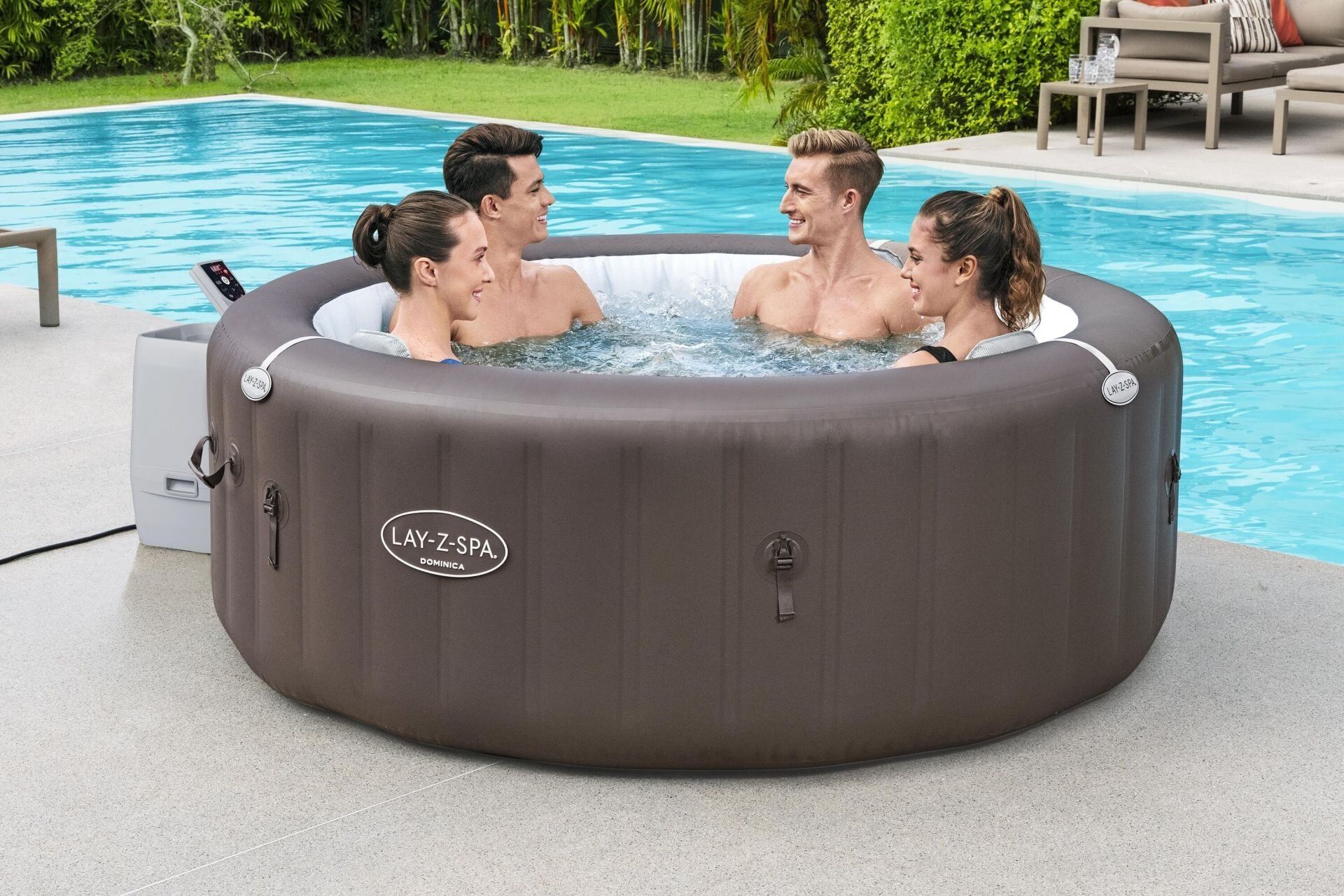 Lay-Z-Spa 6001S Dominica Smart HydroJet Enerji Tasarruflu Şişme Spa Havuzu, Mobil Uygulama Kontrollü, 4-6 kişilik