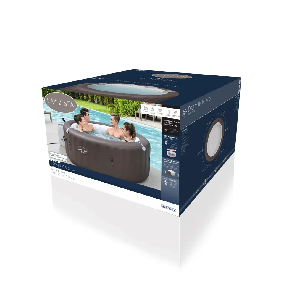 Lay-Z-Spa 6001S Dominica Smart HydroJet Enerji Tasarruflu Şişme Spa Havuzu, Mobil Uygulama Kontrollü, 4-6 kişilik