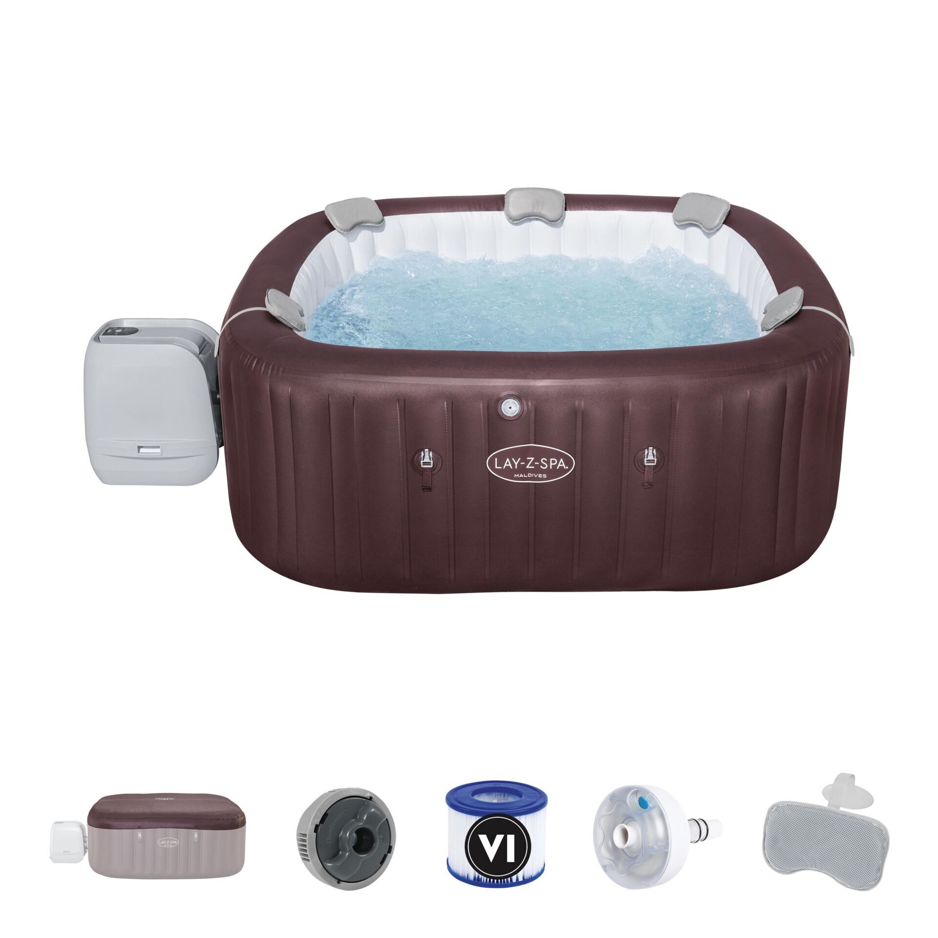 Lay-Z-Spa 6001U Maldives Smart HydroJet Pro Enerji Tasarruflu Şişme Spa Havuzu, Mobil Uygulama Kontrollü, 5-7 kişilik
