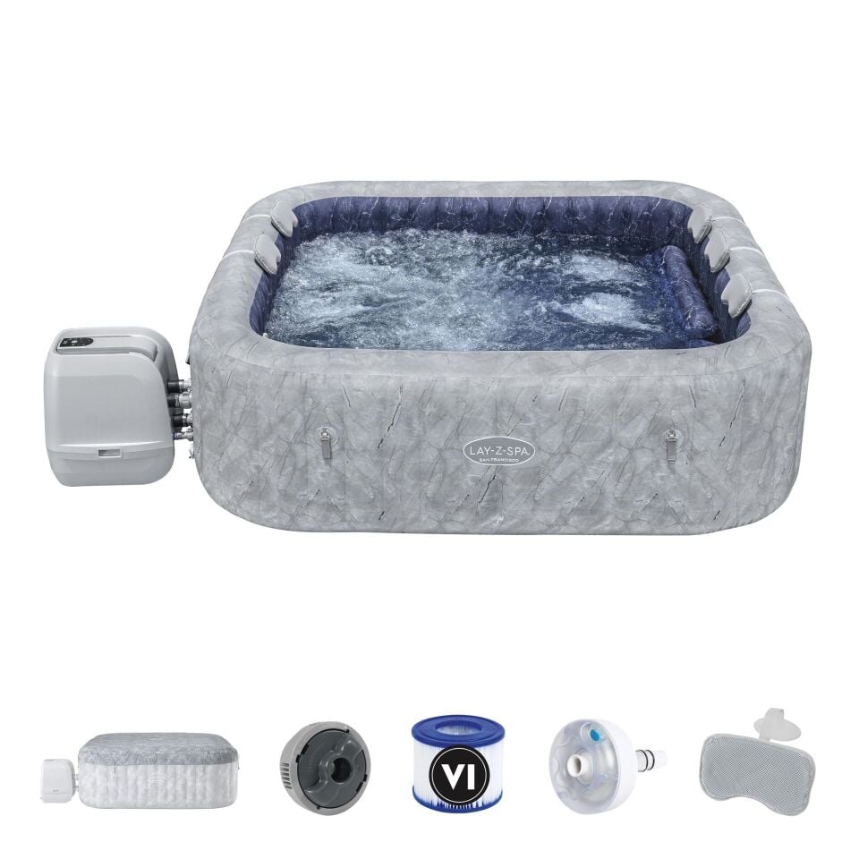 Lay-Z-Spa 6001Q San Francisco Smart HydroJet Pro Enerji Tasarruflu Şişme Spa Havuzu, Mobil Uygulama Kontrollü, 5-7 kişilik