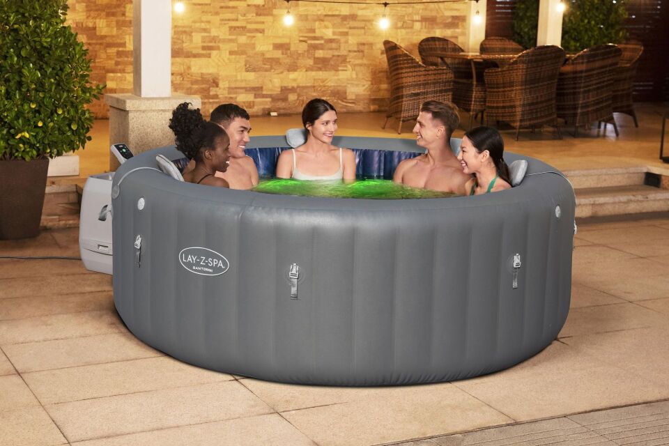 Lay-Z-Spa 6001T Santorini Smart HydroJet Pro Enerji Tasarruflu Şişme Spa Havuzu, Mobil Uygulama Kontrollü, 5-7 kişilik