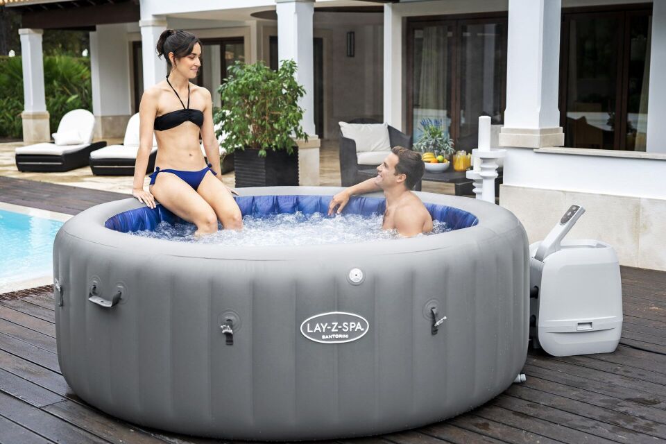 Lay-Z-Spa 6001T Santorini Smart HydroJet Pro Enerji Tasarruflu Şişme Spa Havuzu, Mobil Uygulama Kontrollü, 5-7 kişilik