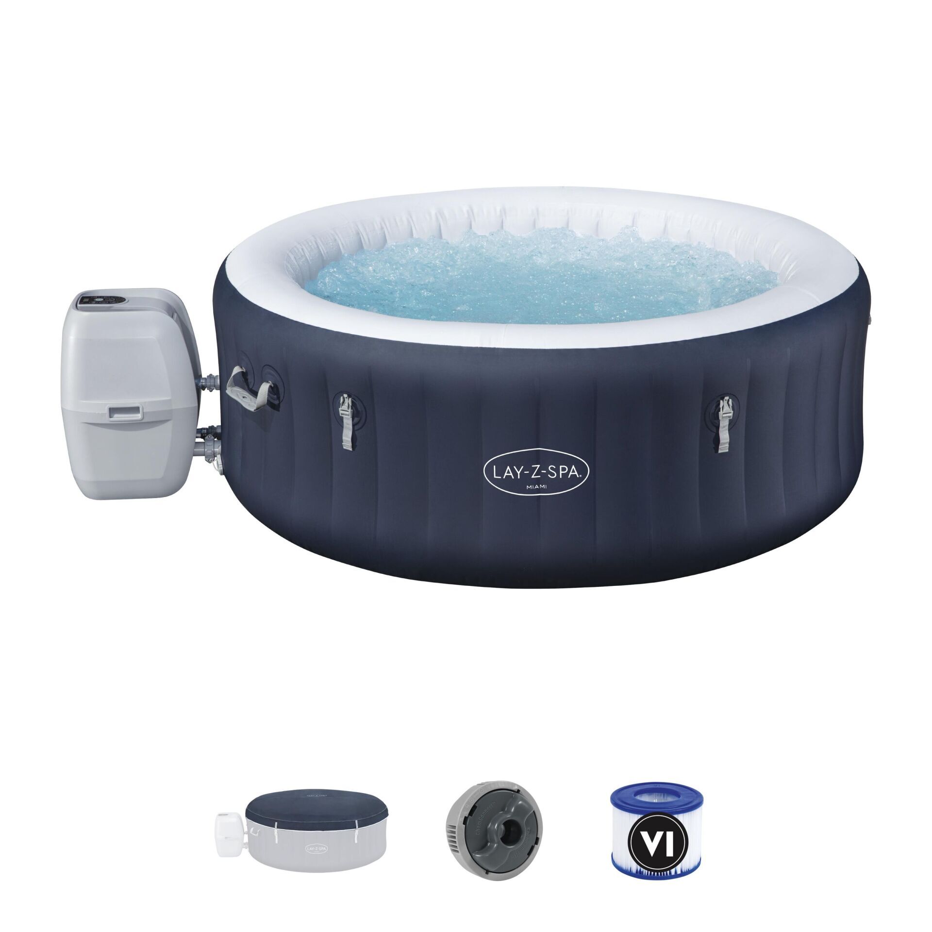 Lay-Z-Spa 6001C Miami AirJet Enerji Tasarruflu Şişme Spa Havuzu, 2-4 kişilik