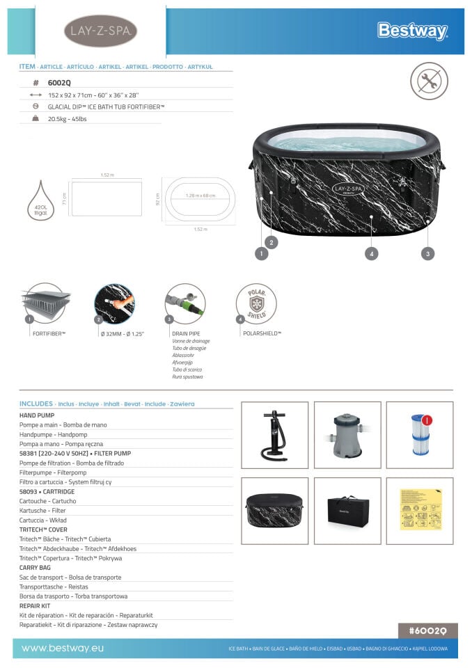 Lay-Z-Spa 6002Q Glacial Dip Soğuk Terapi Buz Banyosu Küveti, 2 Kişilik