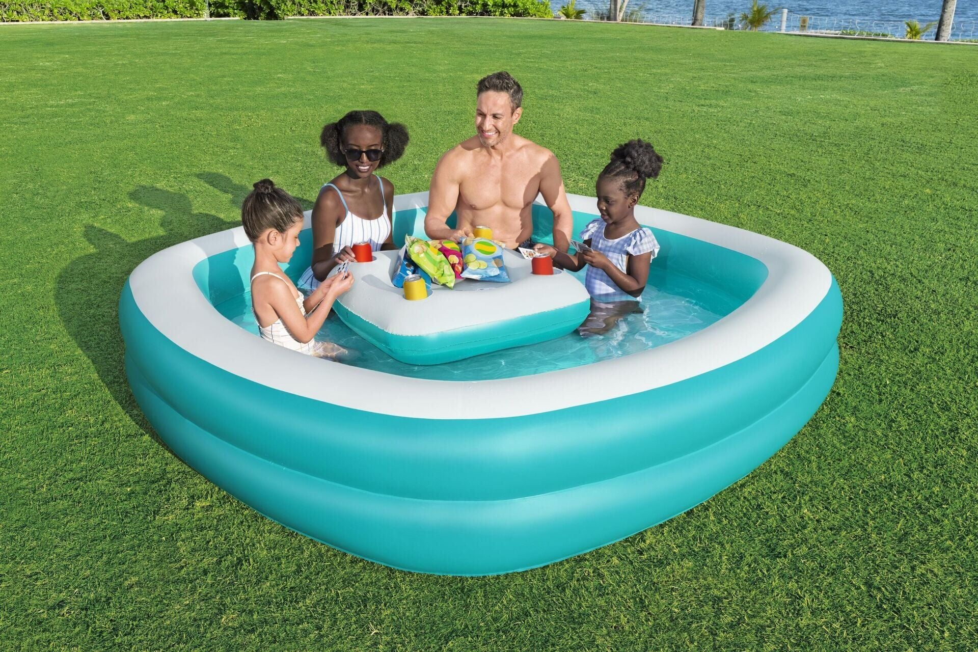 Bestway 54446 Sippin Summer Orta Sehpalı Aile-Çocuk Havuzu 2.18m x 2.18m x 48cm