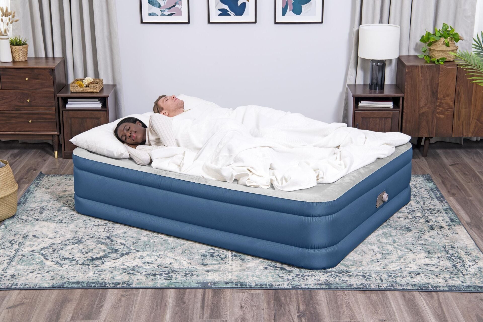 Bestway 69075 Fortech Yorgan Dokulu Çift Kişilik Dahili Elektrikli Pompalı Şişme Yatak 2.03m x 1.52m x 46cm