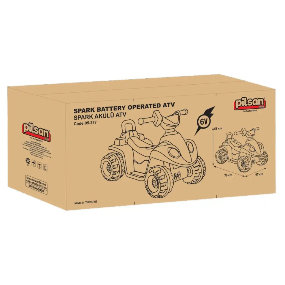 Pilsan Spark ATV 6 V Akülü Araba Metalik Mavi 05-277-M