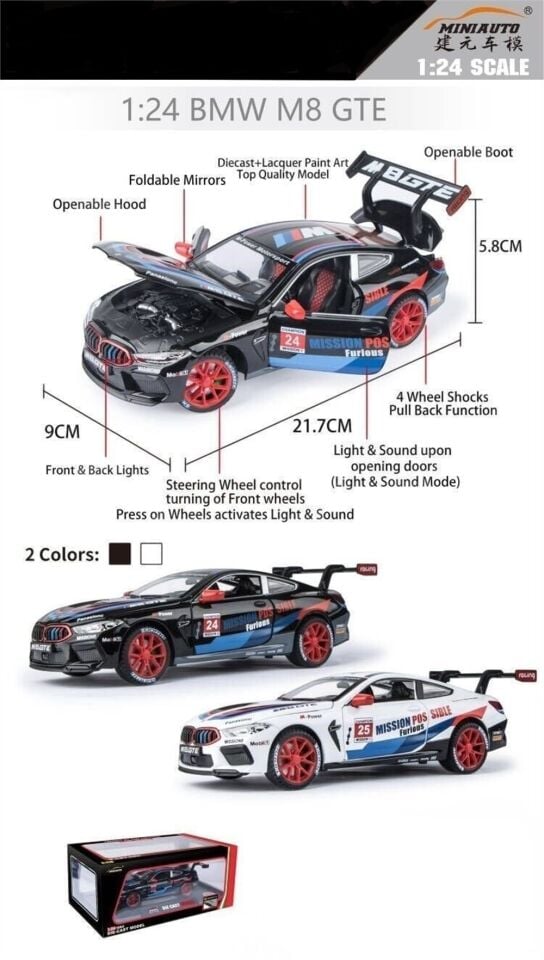 Kızılkaya BMW 1/24 Kutulu Model Araba DC24233