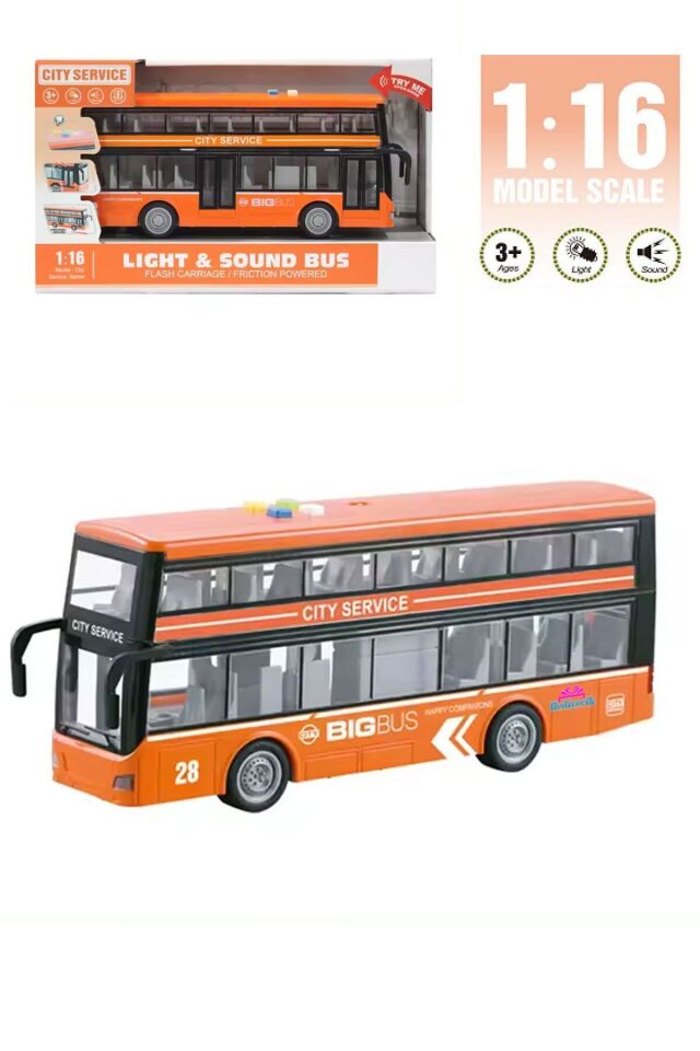 Sunman 1/16 Otobüs Ses/Işık Sürtünmeli Araba, S00003537