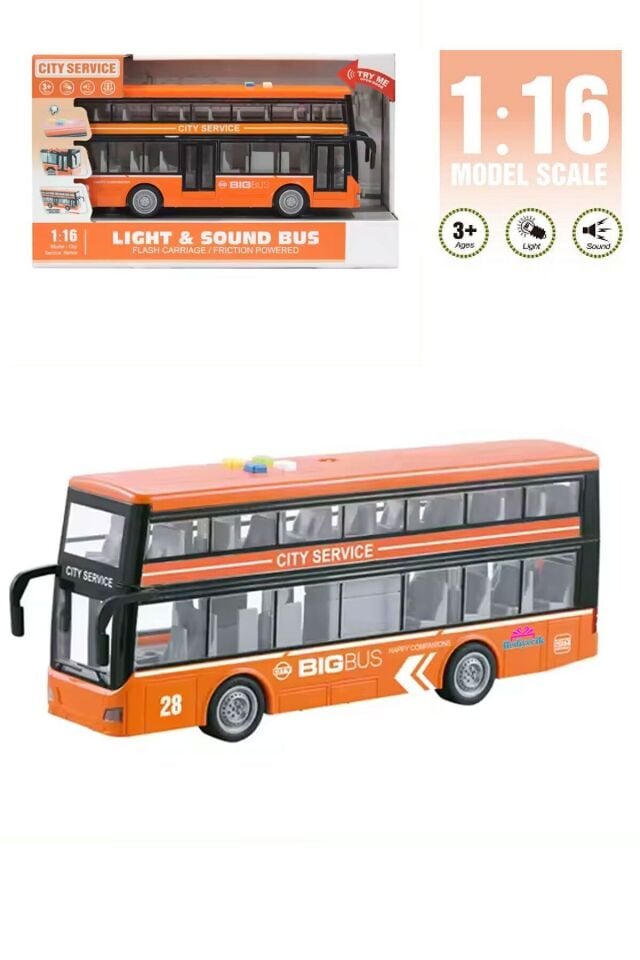 Sunman 1/16 Otobüs Ses/Işık Sürtünmeli Araba, S00003537