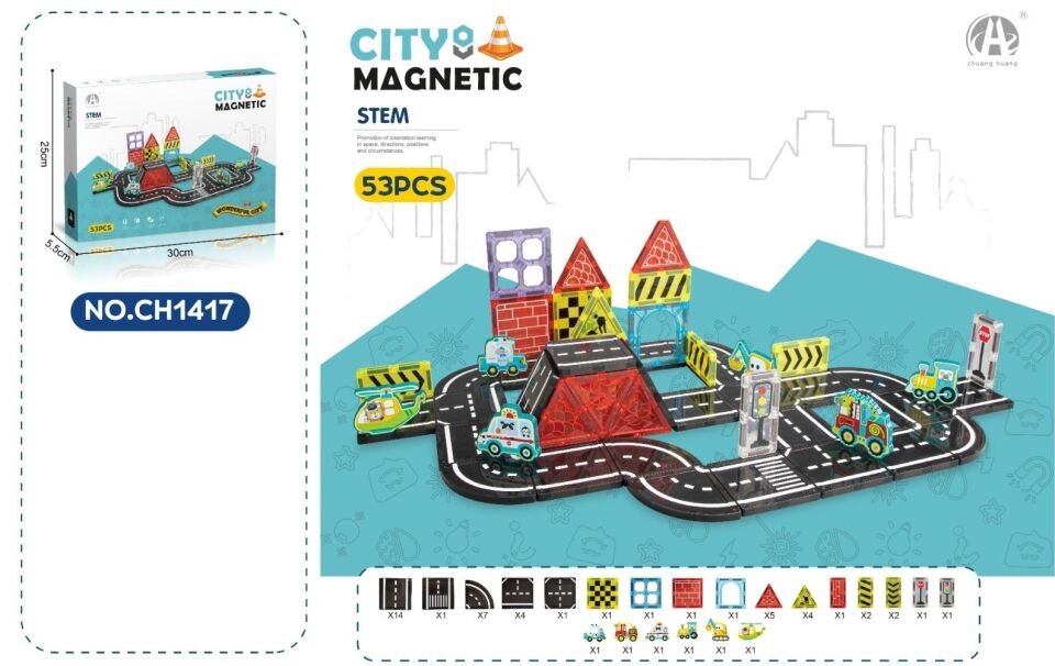 Kızılkaya Manyetik Şehir Bloklar 7,5 cm 53 Parça CH1417