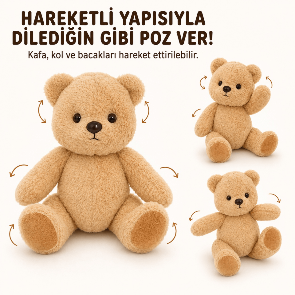 Hareketli Ayı Peluş Oyuncak 23 cm Kahverengi