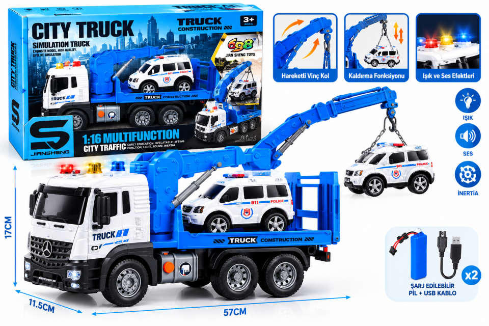 Birlik Oyuncak Hava Pompalı Pilli Polis Aracı JS106A/JS111A
