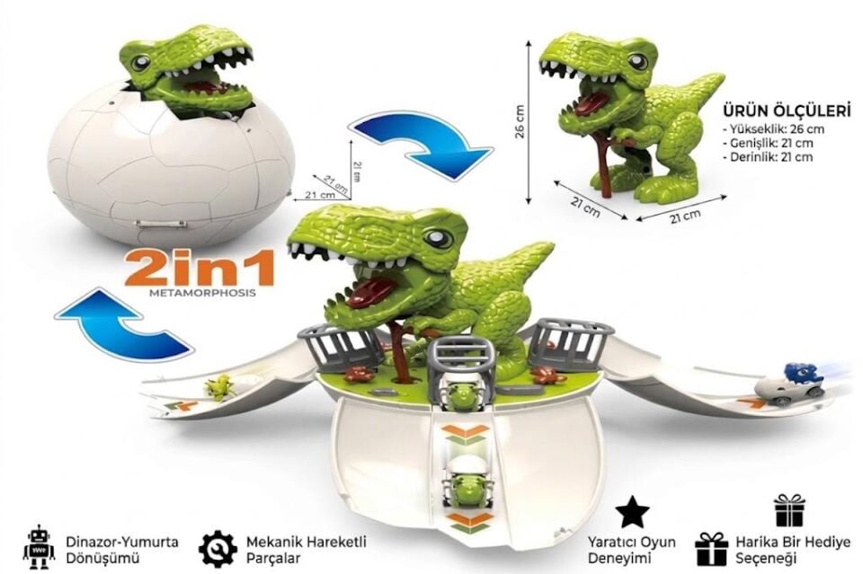 Birlik Oyuncak 2'si 1 Arada Arabalı Dinozor Yumurtası LT-045